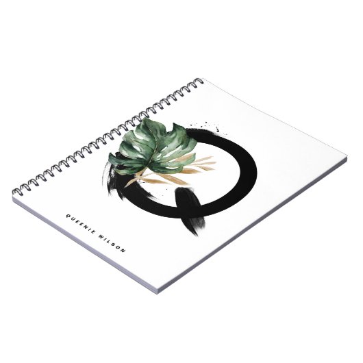 Boho Letter Q Monogram Tropisch Monstera Leaf Notitieboek (Linkerzijde)