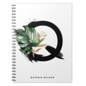 Boho Letter Q Monogram Tropisch Monstera Leaf Notitieboek (Voorkant)
