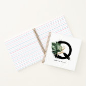 Boho Letter Q Monogram Tropische Monstera Leaves Notitieboek (Binnen)