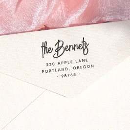 Boho Lettering Familienaam & Retouradres Zelfinktende Stempel