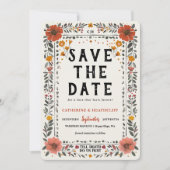 Boho Letterpress Skeleton save the date  Kaart (Voorkant)
