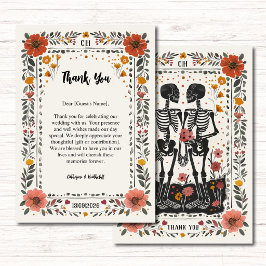 Boho Letterpress stijl skelet tarot bruiloft Bedankkaart