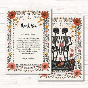 Boho Letterpress stijl skelet tarot bruiloft Bedankkaart
