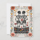 Boho Letterpress Stijl Skelet Tarot Details Kaart (Achterkant)