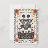 Boho Letterpress Stijl Skelet Tarot Trouw RSVP Kaart (Achterkant)