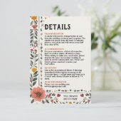 Boho Letterpress Style Skeleton Tarot Wedding Informatiekaartje (Staand voorkant)