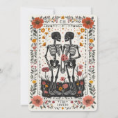 Boho Letterpress Style Skeleton Tarot Wedding Kaart (Achterkant)