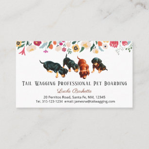Boho Leuke Dachshund Pups Pet Boarding Floral Visitekaartje