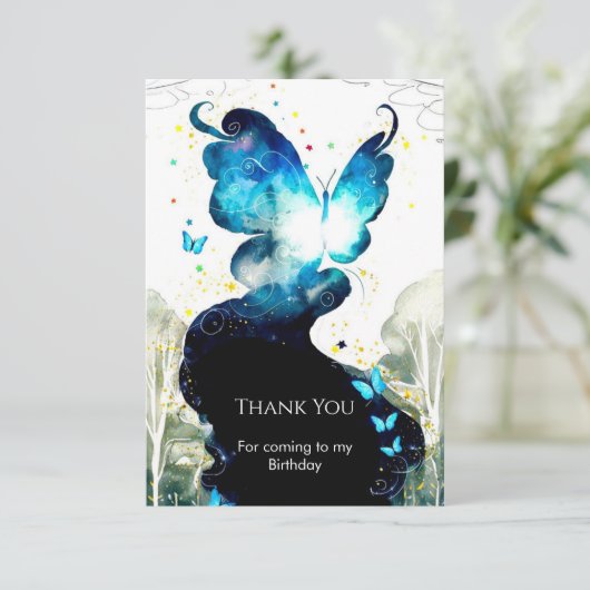 Boho Leuke Vlinder Verjaardag Bedankkaart (Staand voorkant)