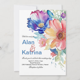 Boho Levendige Bloemen Uitnodiging