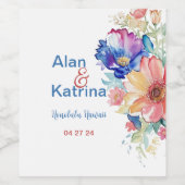 Boho Levendige Bloemen Voedsel en Dranken Label Se Wijn Etiket (Enkel label)