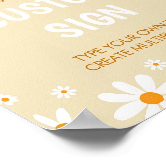 Boho licht Daisy eerste verjaardag aangepaste teke Poster (Hoek)