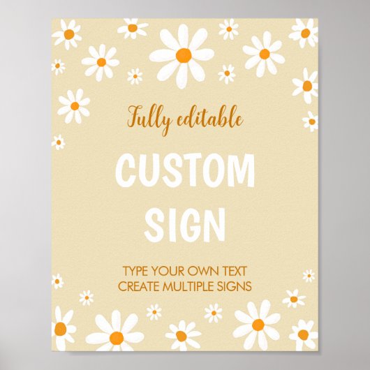 Boho licht Daisy eerste verjaardag aangepaste teke Poster (Voorkant)