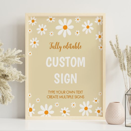 Boho licht Daisy eerste verjaardag aangepaste teke Poster