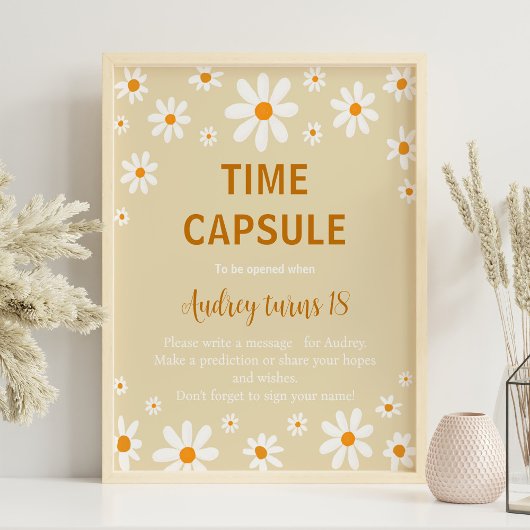 Boho licht Daisy eerste verjaardag tijd capsule te Poster