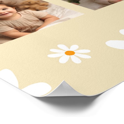 Boho licht Daisy Verjaardagsfoto Milestone Poster (Hoek)