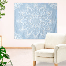 Boho Lichtblauw Mandala Wandkleed