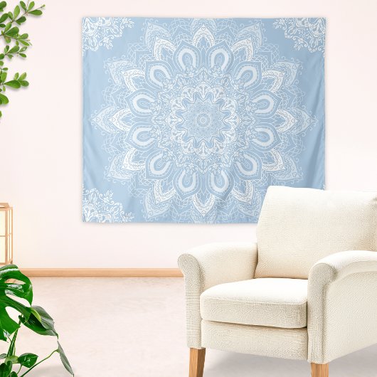Boho Lichtblauw Mandala Wandkleed