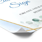 Boho lichtblauwe bloemen eucalyptus Custom Sign Poster (Hoek)