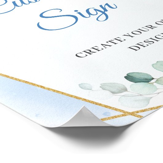 Boho lichtblauwe bloemen eucalyptus Custom Sign Poster (Hoek)