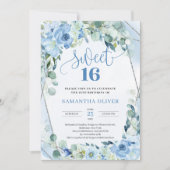 Boho lichtblauwe bloemen eucalyptus zilver zoet 16 kaart (Voorkant)