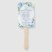 Boho lichtblauwe bloemeucalyptus en goud lijst handwaaier (Achterkant)