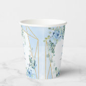 Boho lichtblauwe bloemeucalyptus en goud lijst papieren bekers (Rechts)