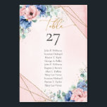 Boho lichtblauwe blos bloemen eucalyptus goud kaart<br><div class="desc">De Boho lichtblauwe bloesembloemen, gecombineerd met eucalyptus en een luxe gouden lijsten creëer, een verfijnde en betoverende ambiance bij gebruik in trouwtafelnummers. De subtiele mix van zachte tinten en botanische elementen voegt een vleugje grillige charme toe aan elk huwelijksdecor, en zet een romantische toon voor de viering. Vervaardigd met finesse...</div>