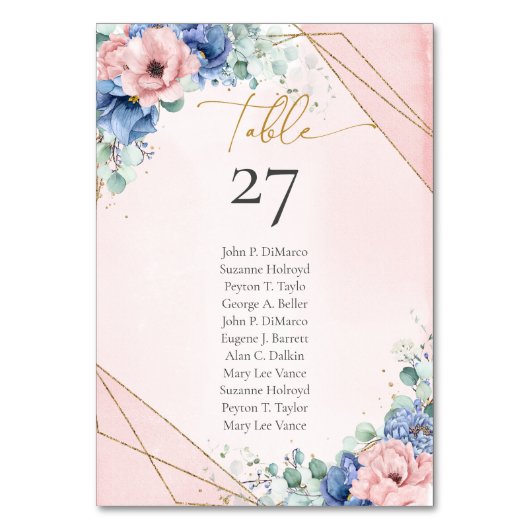 Boho lichtblauwe blos bloemen eucalyptus goud kaart (Achterkant)