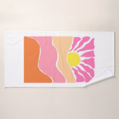 Boho lichtroze en oranje zonsondergang  badhanddoek (Badhanddoek)