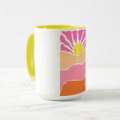 Boho lichtroze en oranje zonsondergang  mok (Voorkant links)