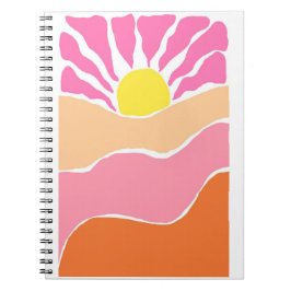 Boho lichtroze en oranje zonsondergang  notitieboek
