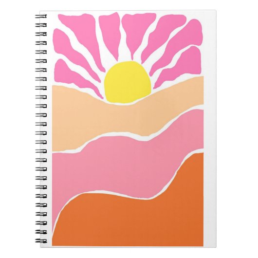 Boho lichtroze en oranje zonsondergang notitieboek (Voorkant)