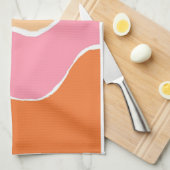Boho lichtroze en oranje zonsondergang  theedoek (Quarter Fold)