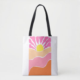 Boho lichtroze en oranje zonsondergang  tote bag