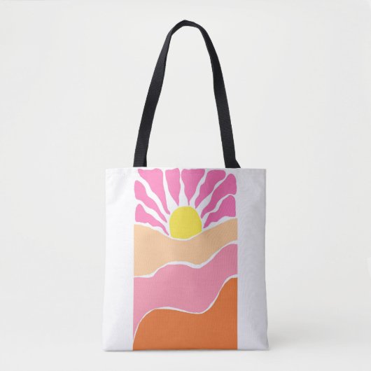 Boho lichtroze en oranje zonsondergang  tote bag (Voorkant)