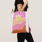 Boho lichtroze en oranje zonsondergang  tote bag (Dichtbij)