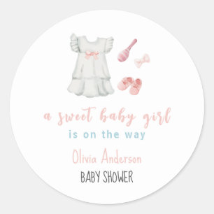 Boho lief meisje outfit Baby shower Ronde Sticker