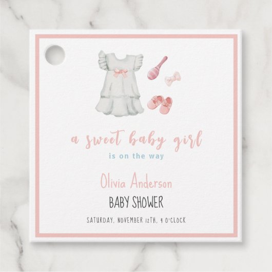 Boho lief roze meisje outfit Baby shower Bedankjes Labels (Voorkant)