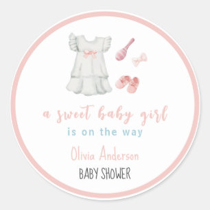 Boho lief roze meisje outfit Baby shower Ronde Sticker