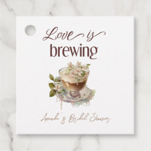 Boho Liefde Borrelt Florale Bruidsuitnodiging Brun Bedankjes Labels