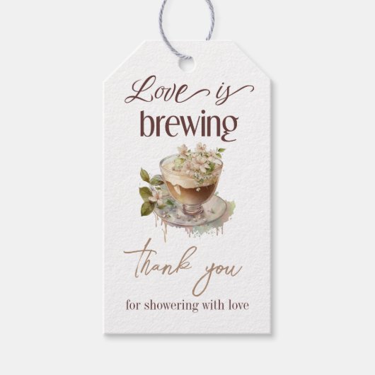Boho Liefde Borrelt Florale Bruidsuitnodiging Brun Cadeaulabel (Voorkant)