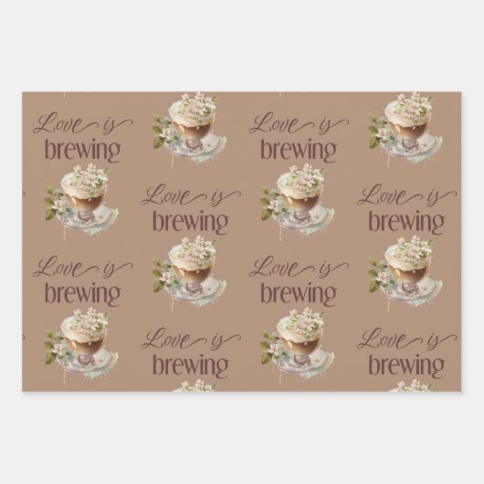 Boho Liefde Brouwt Bloemige Bruids Shower Brunch Inpakpapier Vel (Voorkant 2)