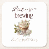 Boho Liefde Brouwt Bloemige Bruids Shower Brunch Kartonnen Onderzetters (Voorkant)