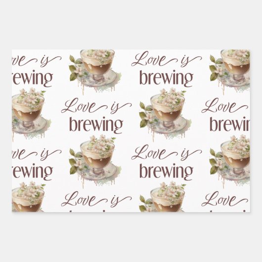 Boho Liefde Bruist Bloemige Bruidsborrel Brunch Inpakpapier Vel (Voorkant 3)