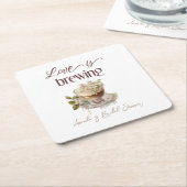 Boho Liefde Bruist Bloemige Bruiloft Brunch Kartonnen Onderzetters (Schuin)