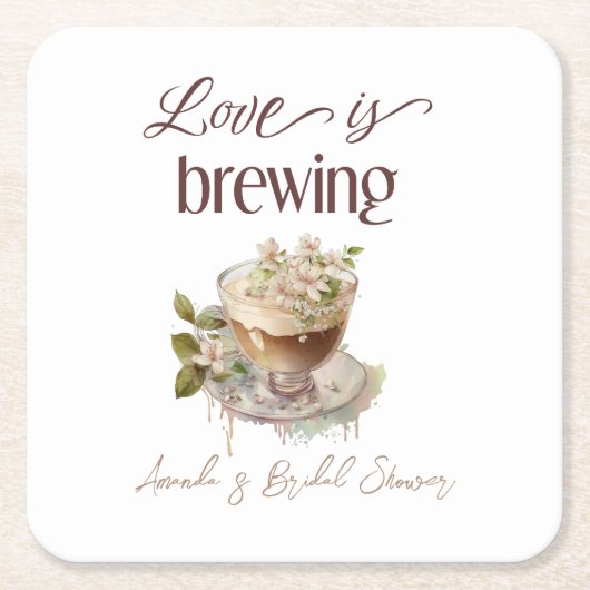 Boho Liefde Bruist Bloemige Bruiloft Brunch Kartonnen Onderzetters (Voorkant)