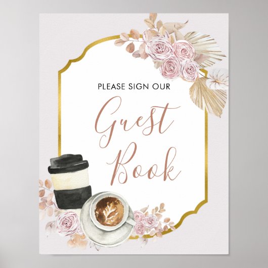 Boho Liefde Bruist Bruidsborrel Gastboek Handteken Poster (Voorkant)