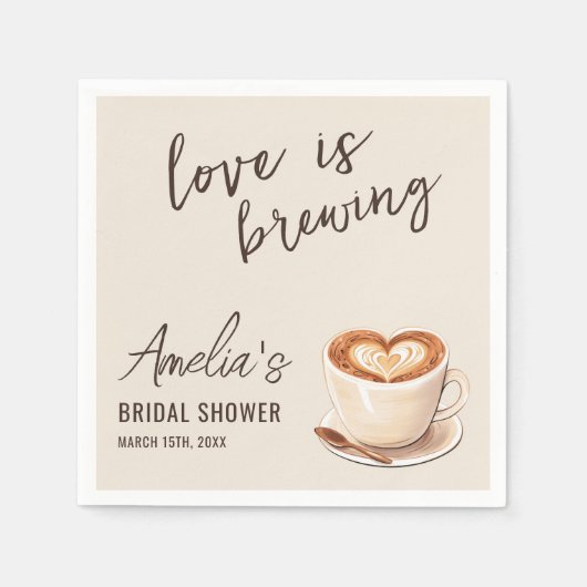 Boho Liefde Bruist Bruiloft Koffie Bruidsmeisjesfe Servet (Voorkant)