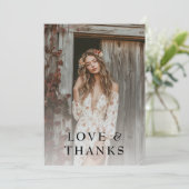 Boho Liefde & Dank Bruidsfeest Foto Bedankkaart (Staand voorkant)